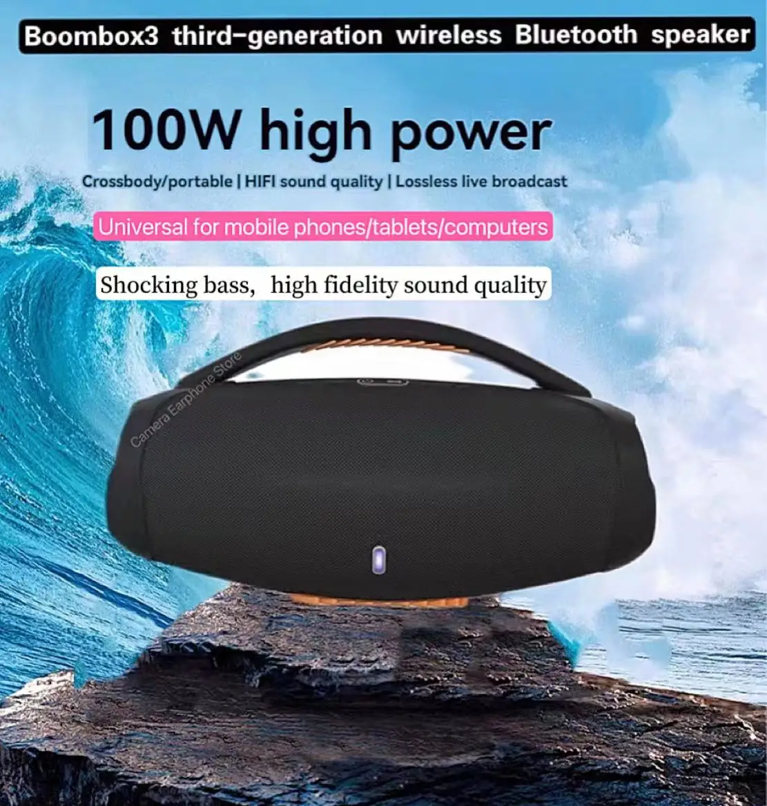 Home Cinema Jbl - Caixa de SOM 100W ลำโพงบลูทูธพลังสูงแบบพกพากลางแจ้งซับวูฟเฟอร์3D สเตอริโอเสียงรอบทิศทางคอลัมน์ดนตรีบูมบอกซ์กลาง