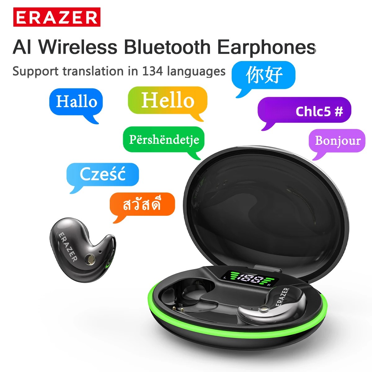 Home Cinema Wireless - หูฟังบลูทูธแบบอินเอียร์ EARZER XF58 พร้อมไมโครโฟน หูฟังแปลภาษา TWS
