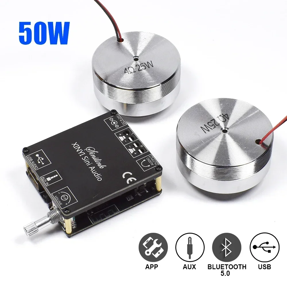 Home Cinema Wireless - 2*25W แบบพกพาสเตอริโอการสั่นสะเทือนลําโพงเสียงลําโพง 50W Bluetooth 5.0 เครื่องขยายเสียง
